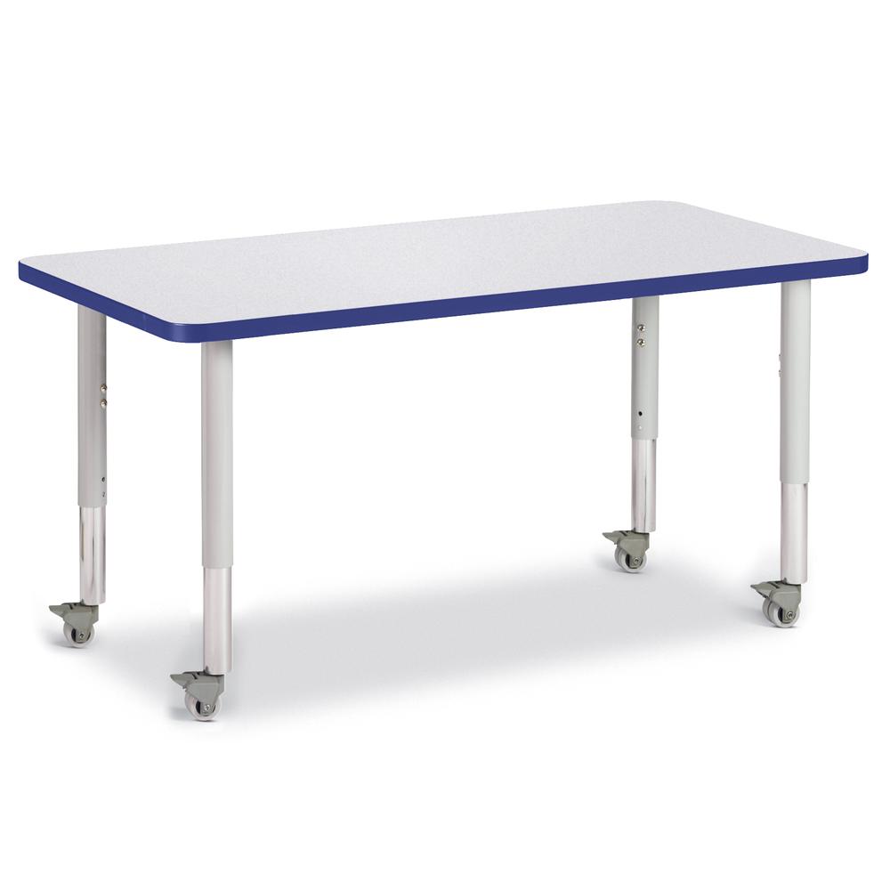 Rectangle Activity Table - 24" X 48", Mobile - Gray/Blue/Gray. Picture 1