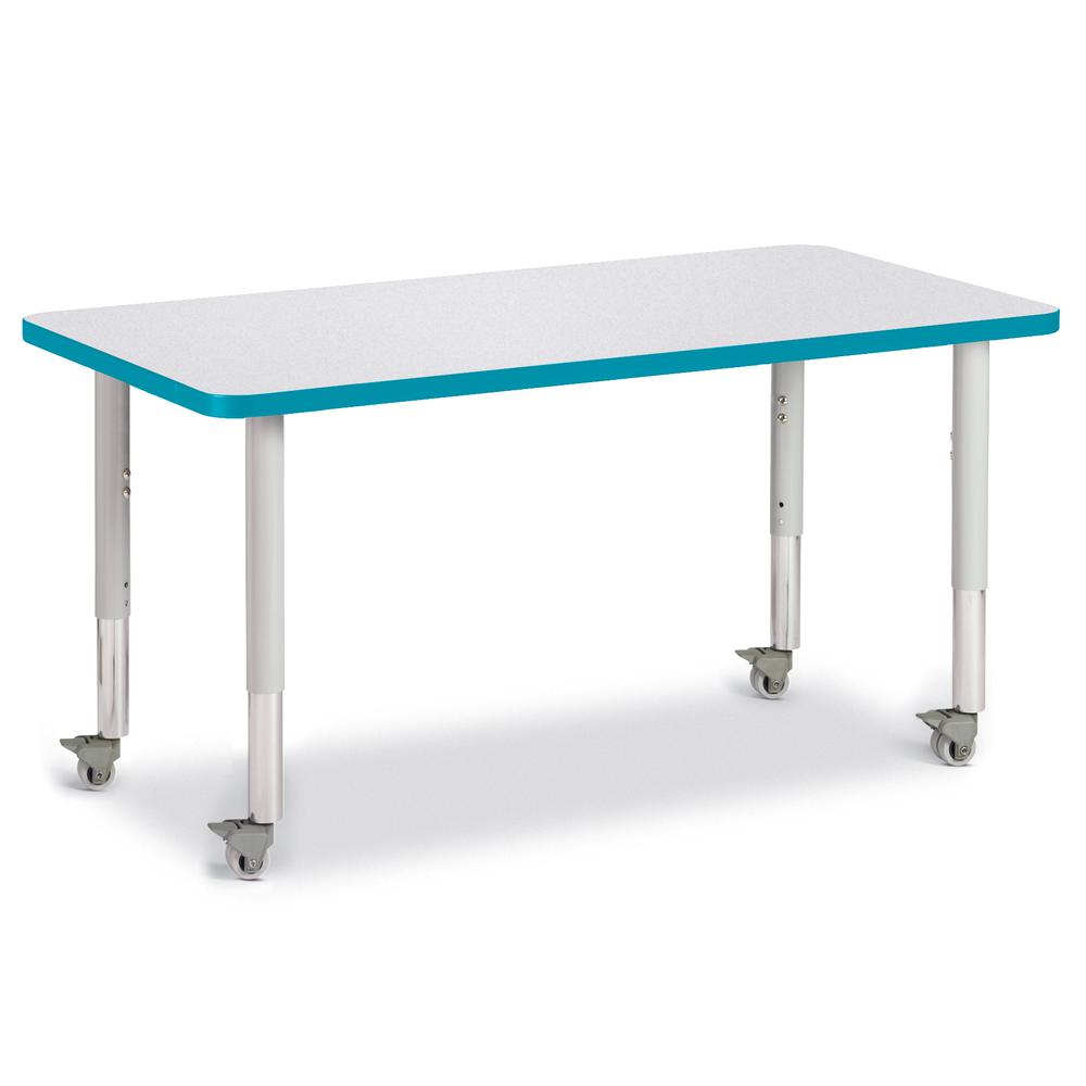 Rectangle Activity Table - 24" X 48", Mobile - Gray/Teal/Gray. Picture 1
