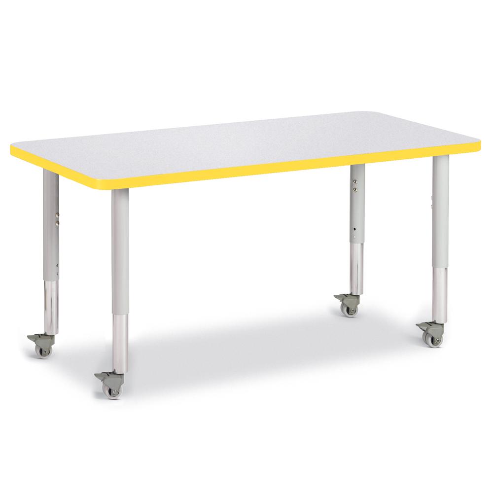 Rectangle Activity Table - 24" X 48", Mobile - Gray/Yellow/Gray. Picture 1