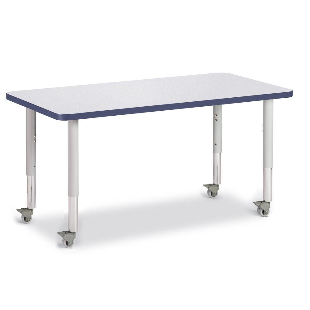 Rectangle Activity Table - 24" X 48", Mobile - Gray/Navy/Gray. Picture 1