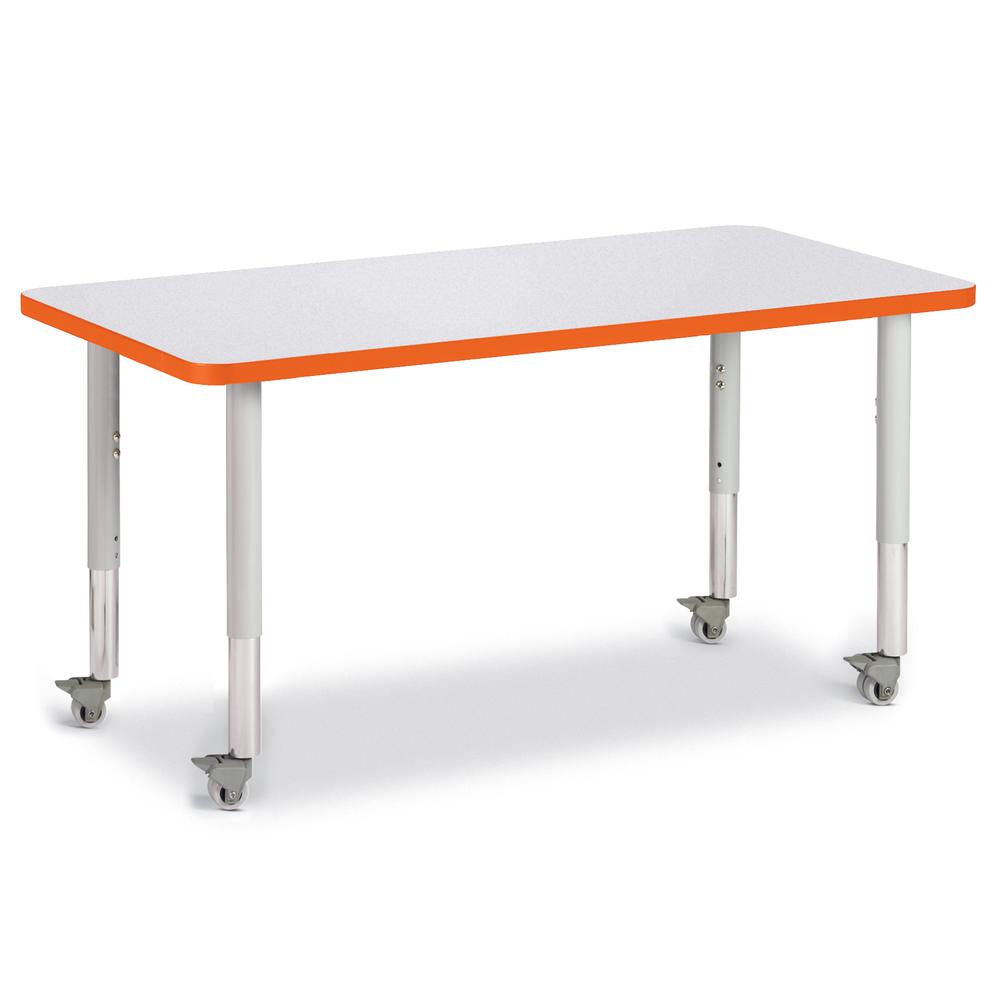 Rectangle Activity Table - 24" X 48", Mobile - Gray/Orange/Gray. Picture 1