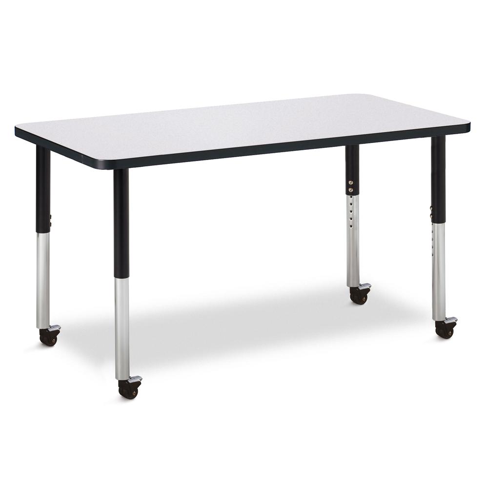 Rectangle Activity Table - 24" X 48", Mobile - Gray/Black/Black. Picture 1