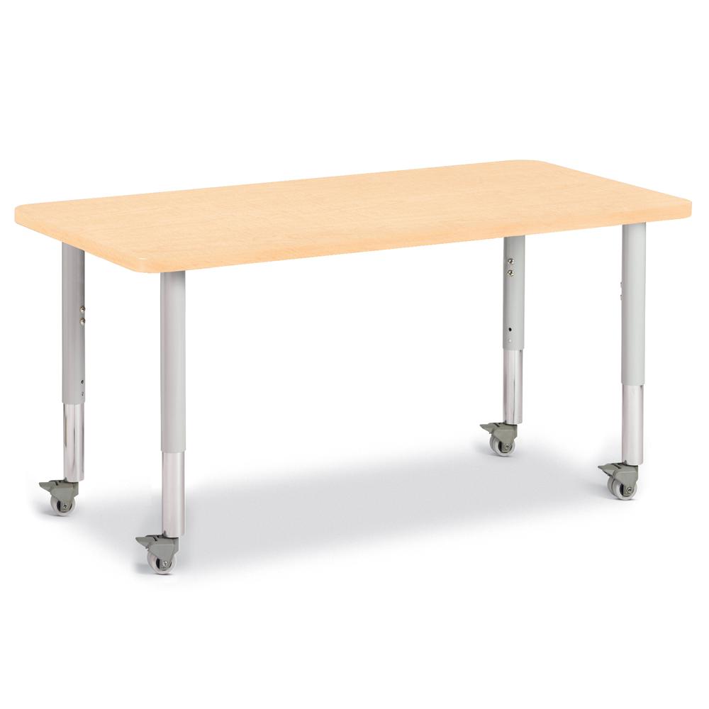 Rectangle Activity Table - 24" X 48", Mobile - Maple/Maple/Gray. Picture 1