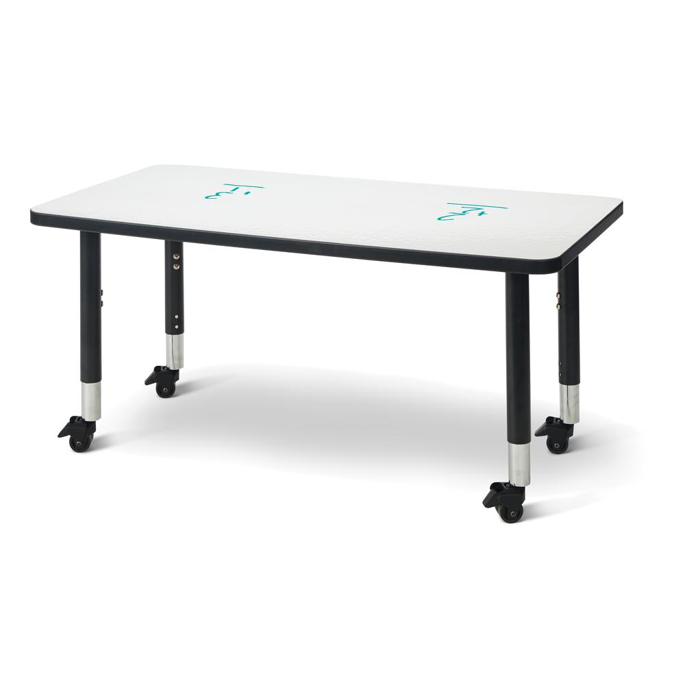 Berries® Rectangle Dry Erase Table - 48" x 24", Mobile - Write-n-Wipe/Black/Black. Picture 1