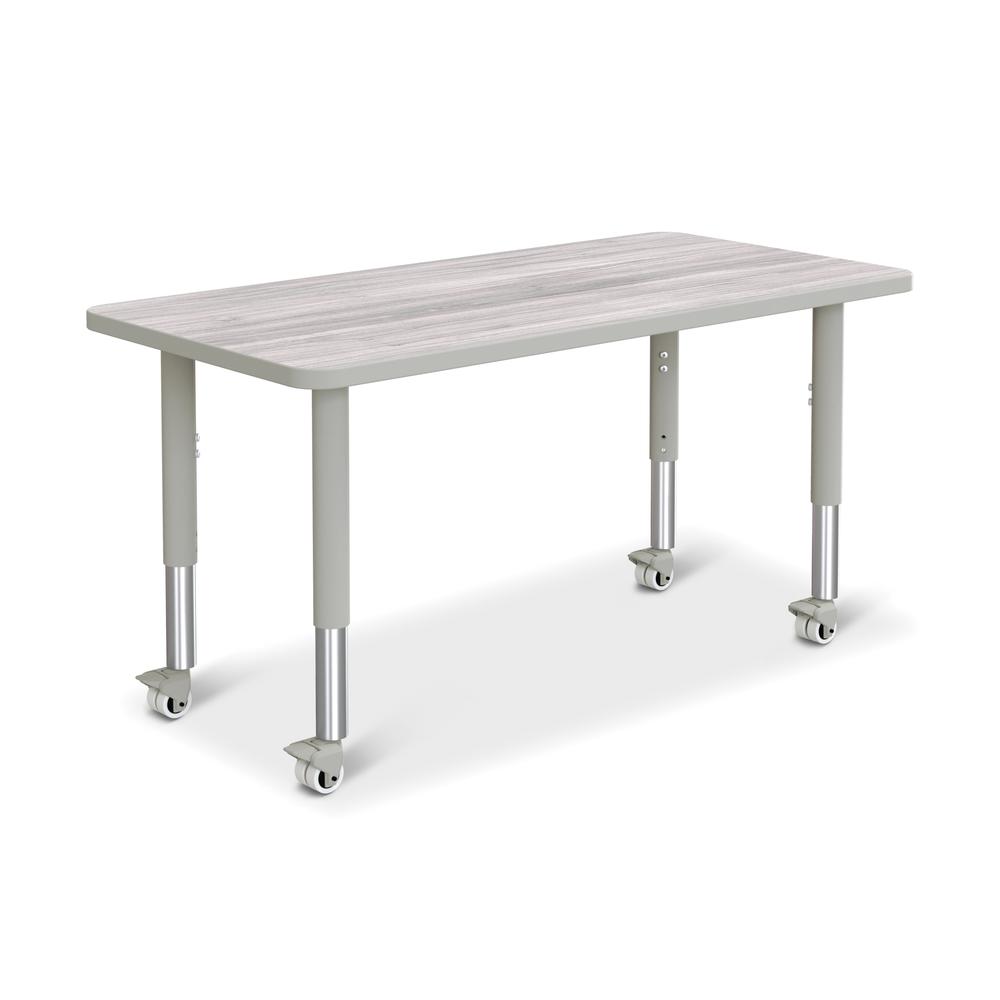 Berries® Rectangle Activity Table - 24" X 48", Mobile - Driftwood Gray/Gray/Gray. Picture 1
