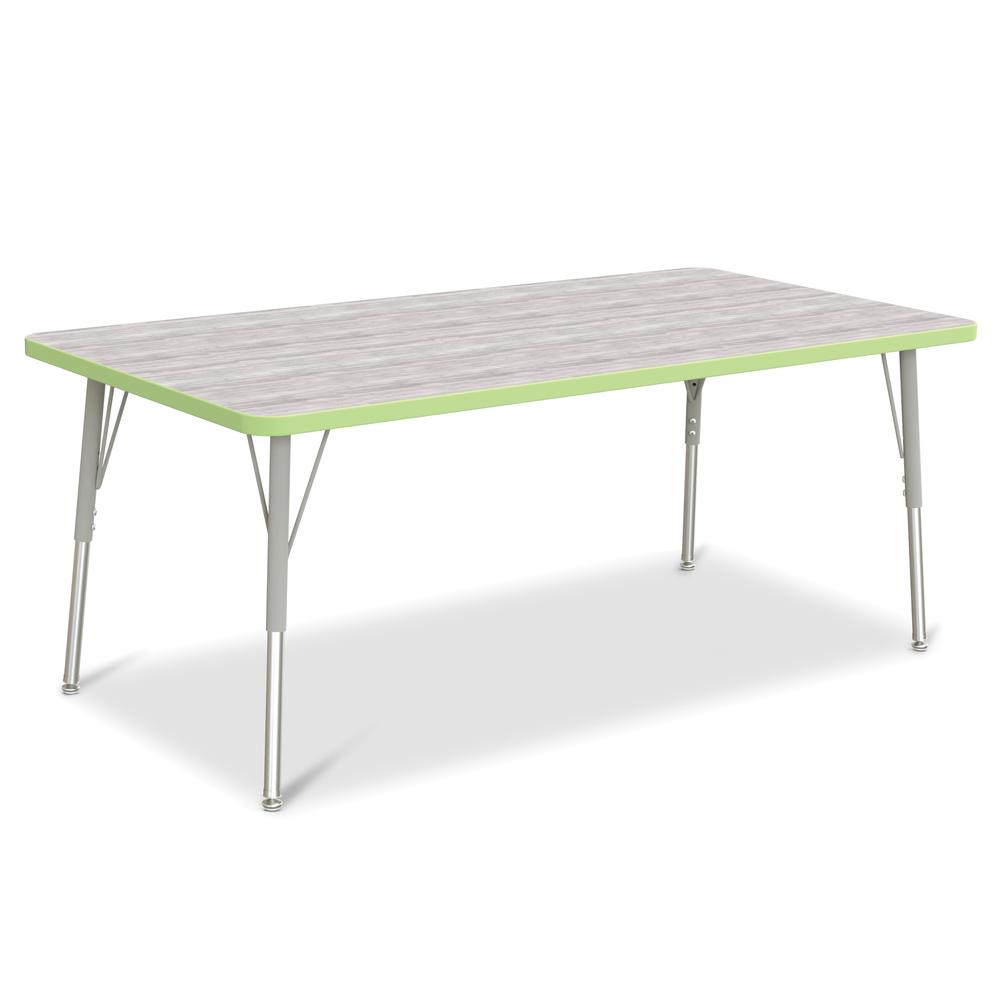 Berries® Rectangle Activity Table - 30" X 60", A-height - Driftwood Gray/Key Lime/Gray. Picture 1