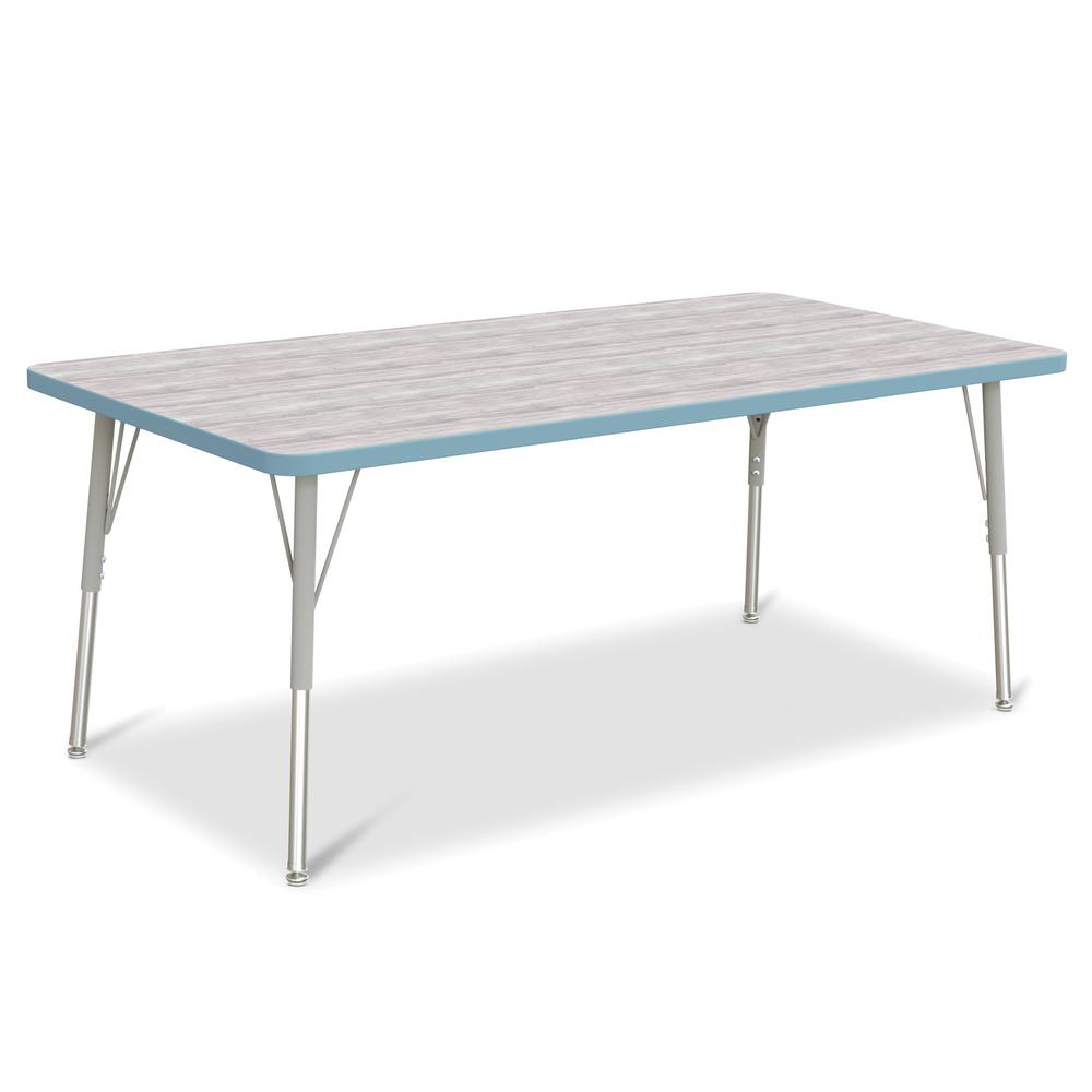 Berries® Rectangle Activity Table - 30" X 60", A-height - Driftwood Gray/Coastal Blue/Gray. Picture 1