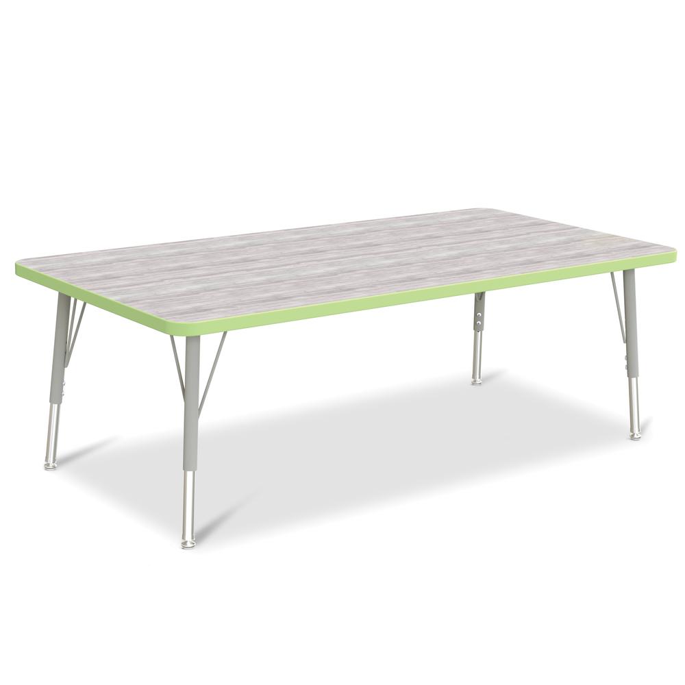 Berries® Rectangle Activity Table - 30" X 60", E-height - Driftwood Gray/Key Lime/Gray. Picture 1