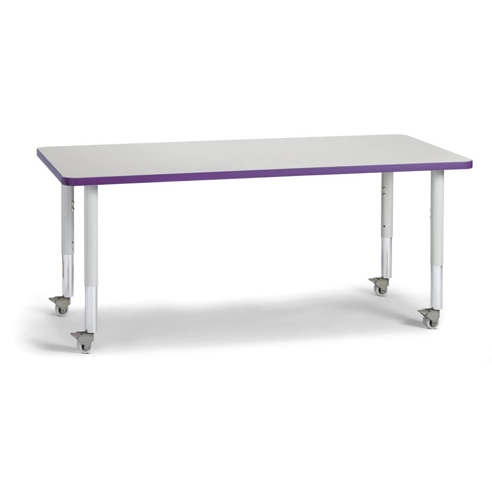 Rectangle Activity Table - 30" X 60", Mobile - Gray/Purple/Gray. Picture 1