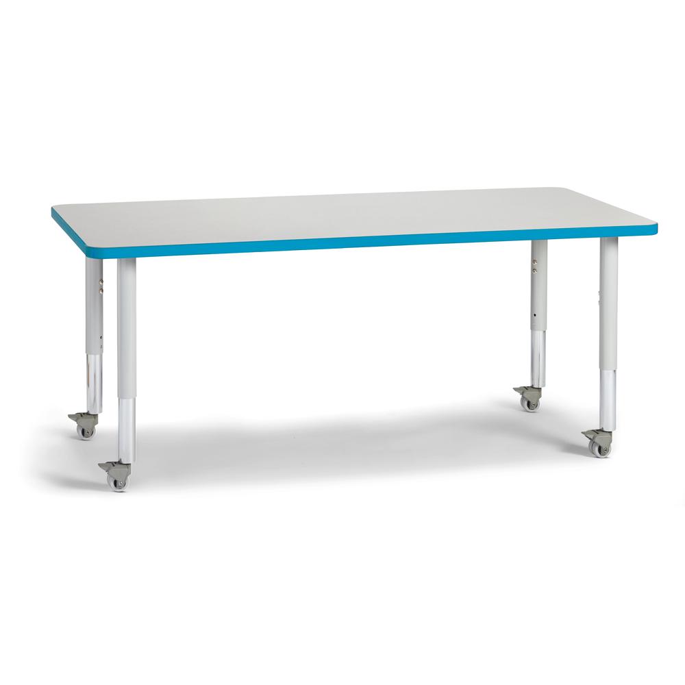 Rectangle Activity Table - 30" X 60", Mobile - Gray/Teal/Gray. Picture 1