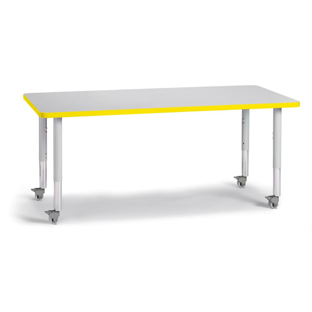 Rectangle Activity Table - 30" X 60", Mobile - Gray/Yellow/Gray. Picture 1
