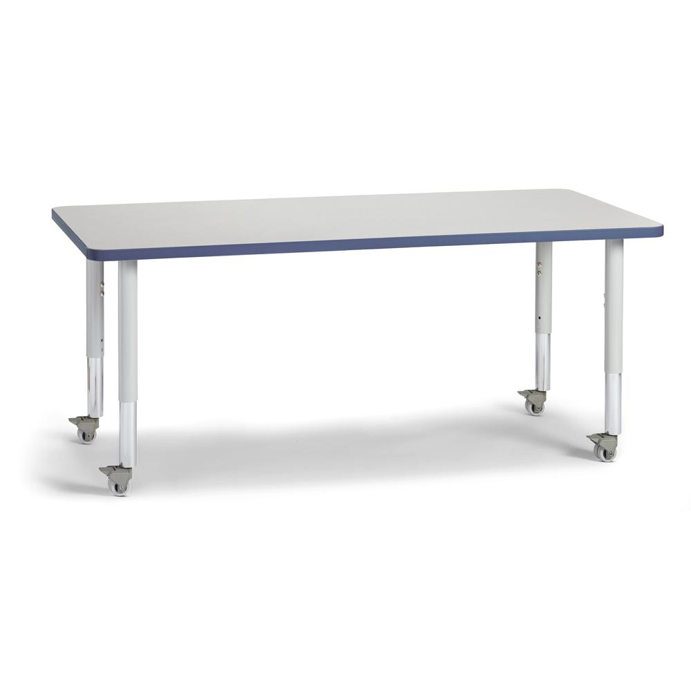Rectangle Activity Table - 30" X 60", Mobile - Gray/Navy/Gray. Picture 1