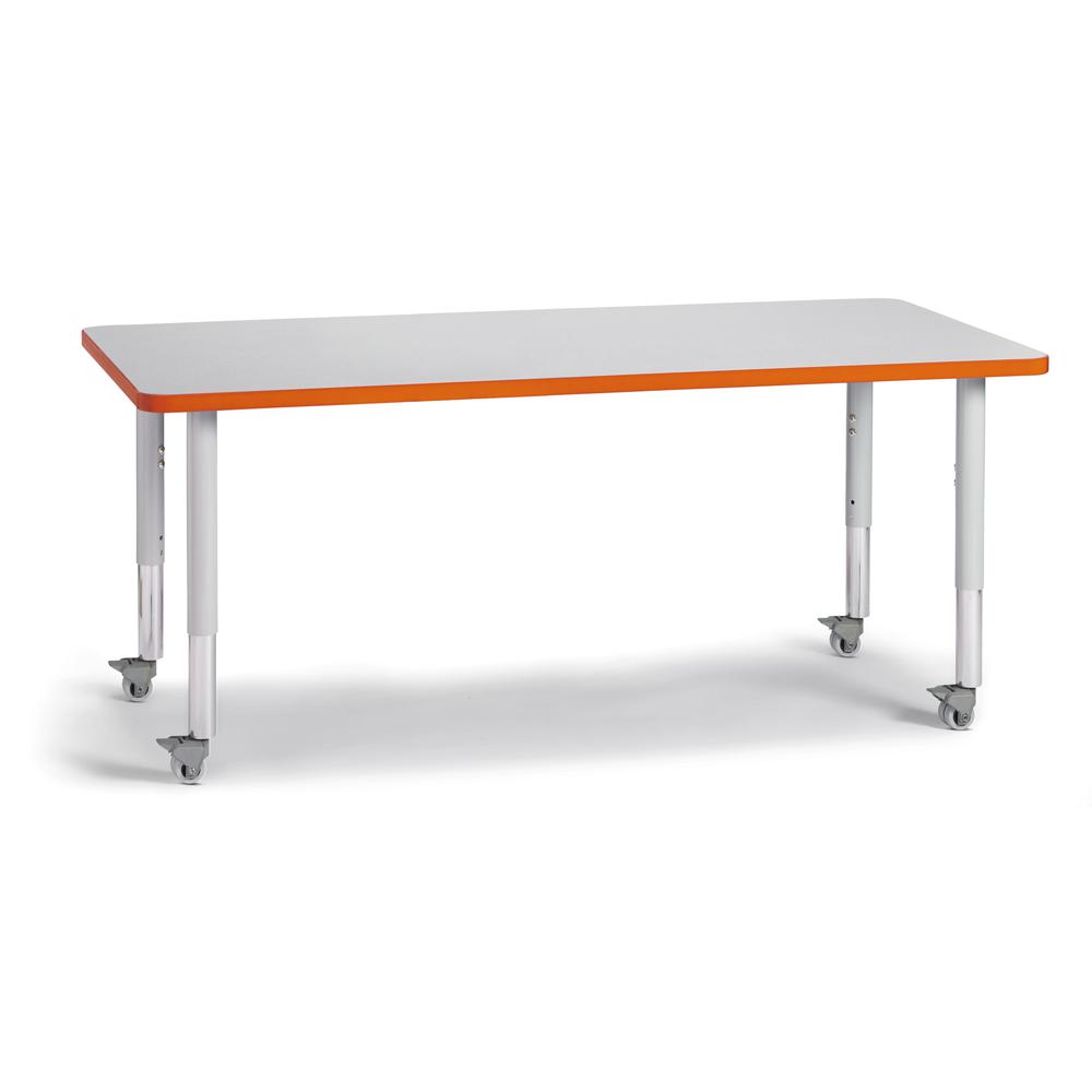 Rectangle Activity Table - 30" X 60", Mobile - Gray/Orange/Gray. Picture 1