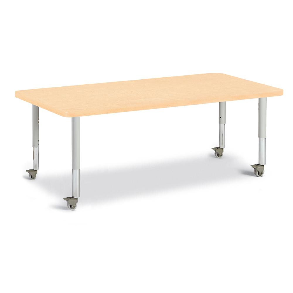 Rectangle Activity Table - 30" X 60", Mobile - Maple/Maple/Gray. Picture 1