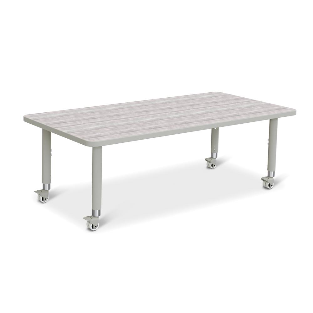 Berries® Rectangle Activity Table - 30" X 60", Mobile - Driftwood Gray/Gray/Gray. Picture 1