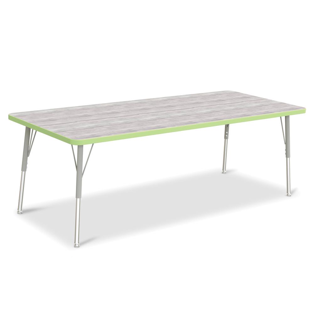 Berries® Rectangle Activity Table - 30" X 72", A-height - Driftwood Gray/Key Lime/Gray. Picture 1