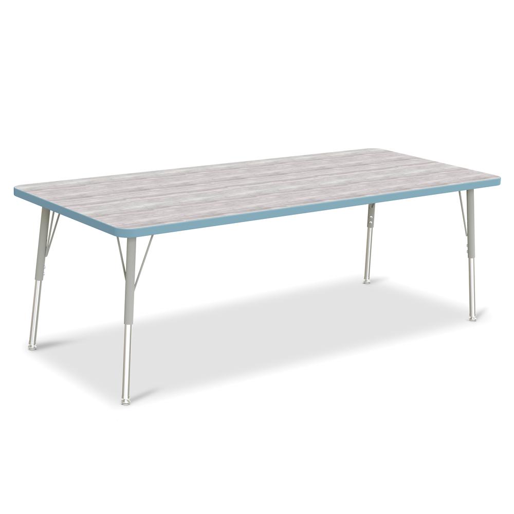 Berries® Rectangle Activity Table - 30" X 72", A-height - Driftwood Gray/Coastal Blue/Gray. Picture 2