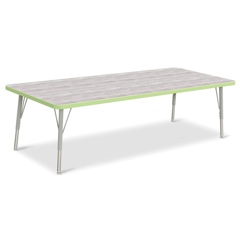Berries® Rectangle Activity Table - 30" X 72", E-height - Driftwood Gray/Key Lime/Gray. Picture 1