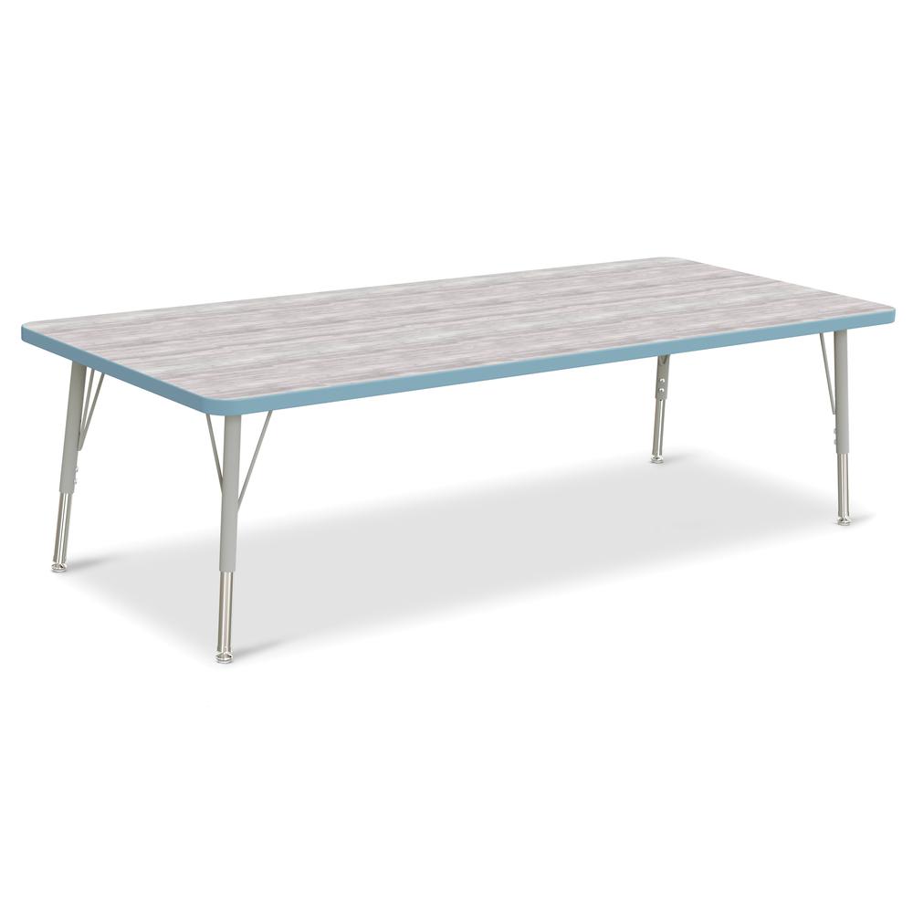 Berries® Rectangle Activity Table - 30" X 72", E-height - Driftwood Gray/Coastal Blue/Gray. Picture 1