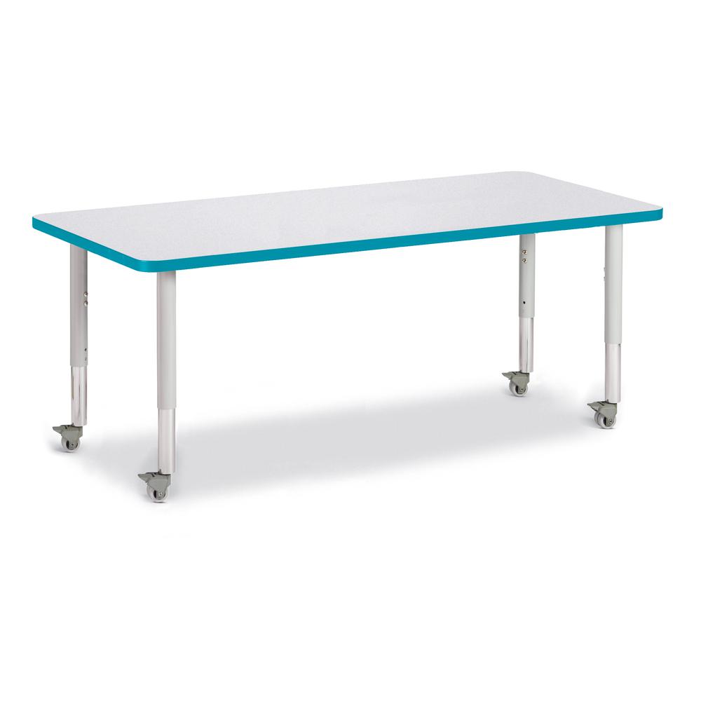 Rectangle Activity Table - 30" X 72", Mobile - Gray/Teal/Gray. Picture 1