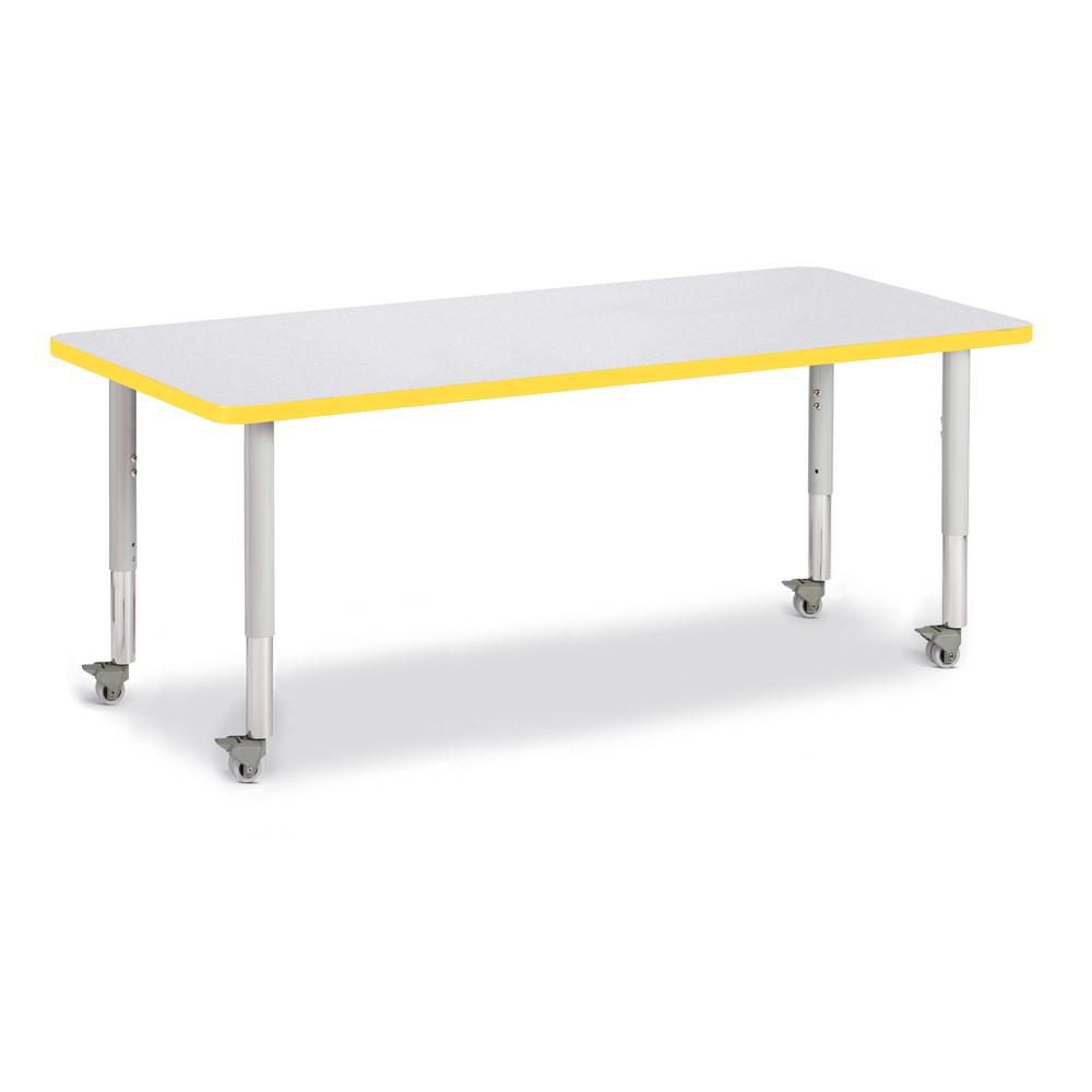Rectangle Activity Table - 30" X 72", Mobile - Gray/Yellow/Gray. Picture 1