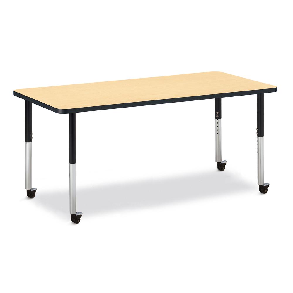 Rectangle Activity Table - 30" X 72", Mobile - Maple/Black/Black. The main picture.