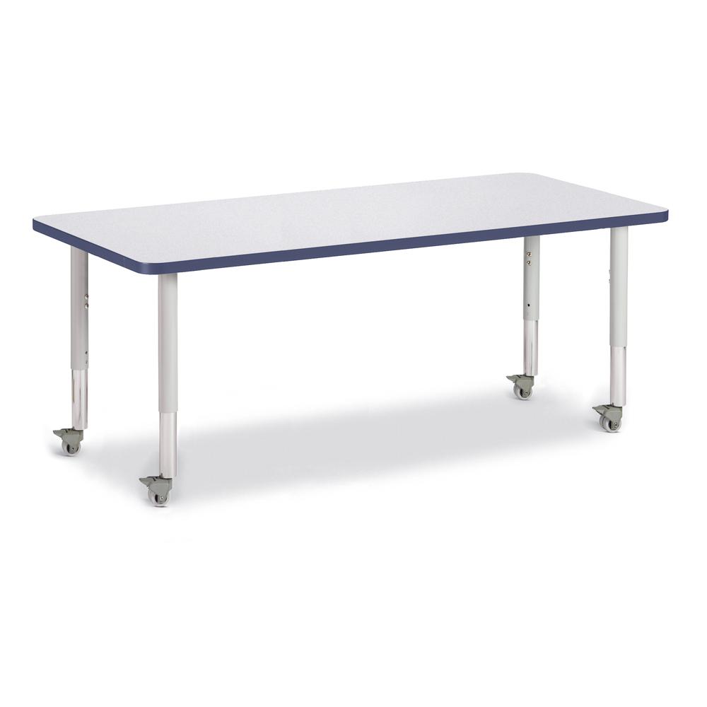 Rectangle Activity Table - 30" X 72", Mobile - Gray/Navy/Gray. Picture 1