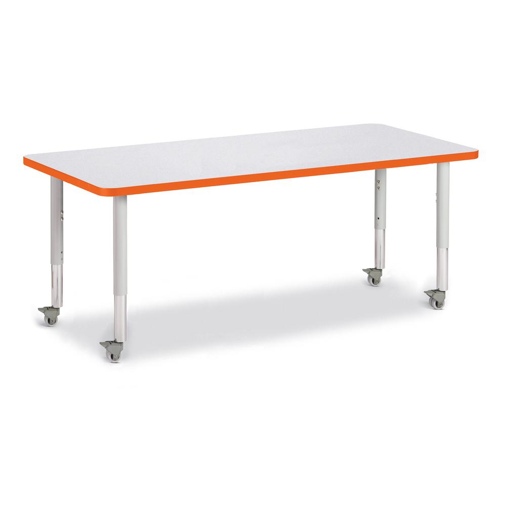 Rectangle Activity Table - 30" X 72", Mobile - Gray/Orange/Gray. Picture 1