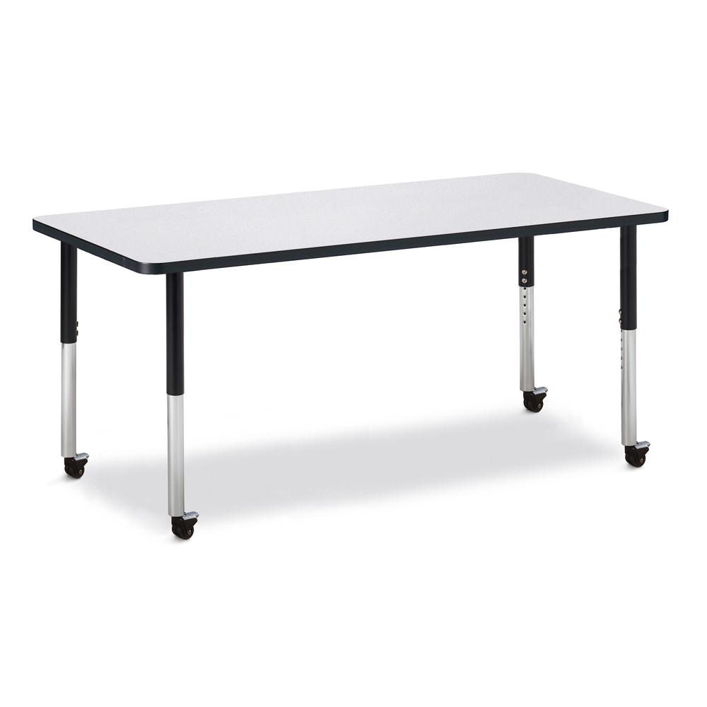 Rectangle Activity Table - 30" X 72", Mobile - Gray/Black/Black. Picture 1