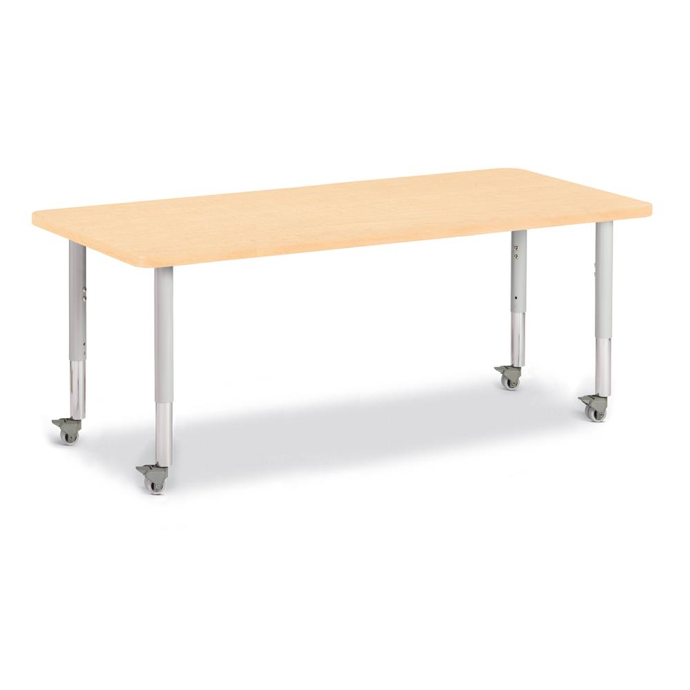 Rectangle Activity Table - 30" X 72", Mobile - Maple/Maple/Gray. Picture 1