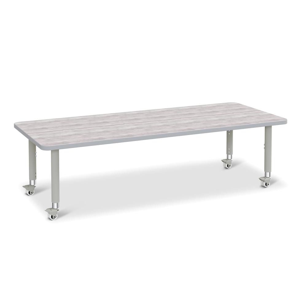 Berries® Rectangle Activity Table - 30" X 72", Mobile - Driftwood Gray/Gray/Gray. Picture 1