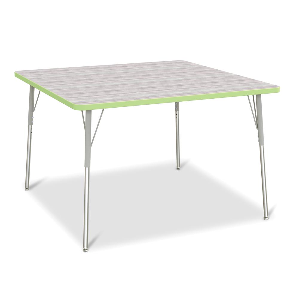 Berries® Square Activity Table - 48" X 48", A-height - Driftwood Gray/Key Lime/Gray. Picture 1
