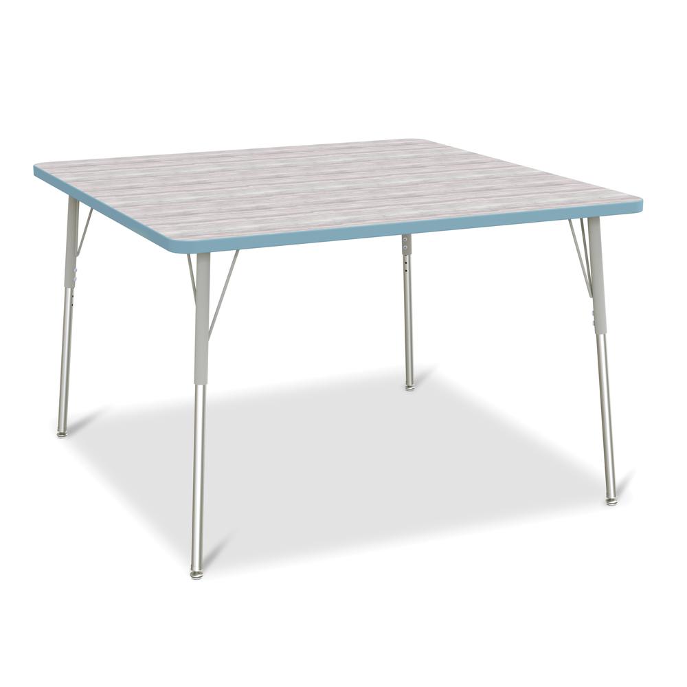 Berries® Square Activity Table - 48" X 48", A-height - Driftwood Gray/Coastal Blue/Gray. Picture 1