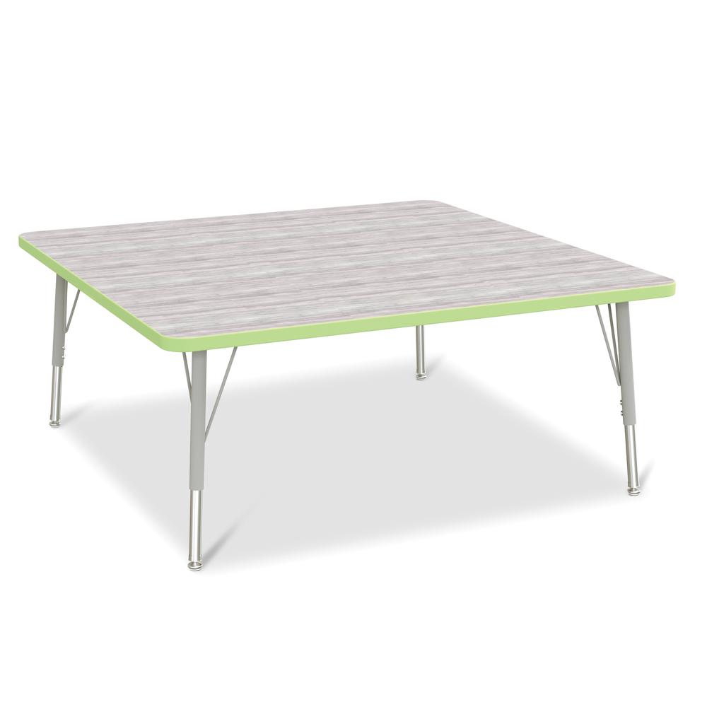 Berries® Square Activity Table - 48" X 48", E-height - Driftwood Gray/Key Lime/Gray. Picture 1