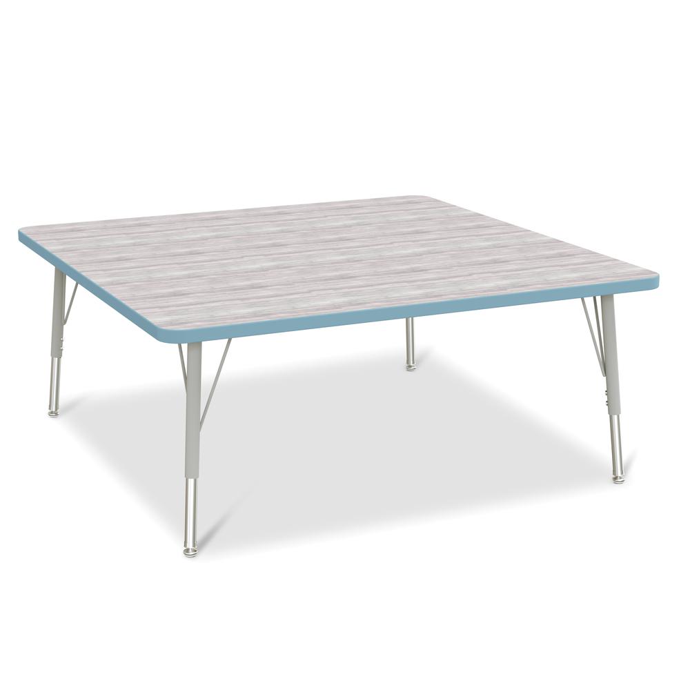 Berries® Square Activity Table - 48" X 48", E-height - Driftwood Gray/Coastal Blue/Gray. Picture 1