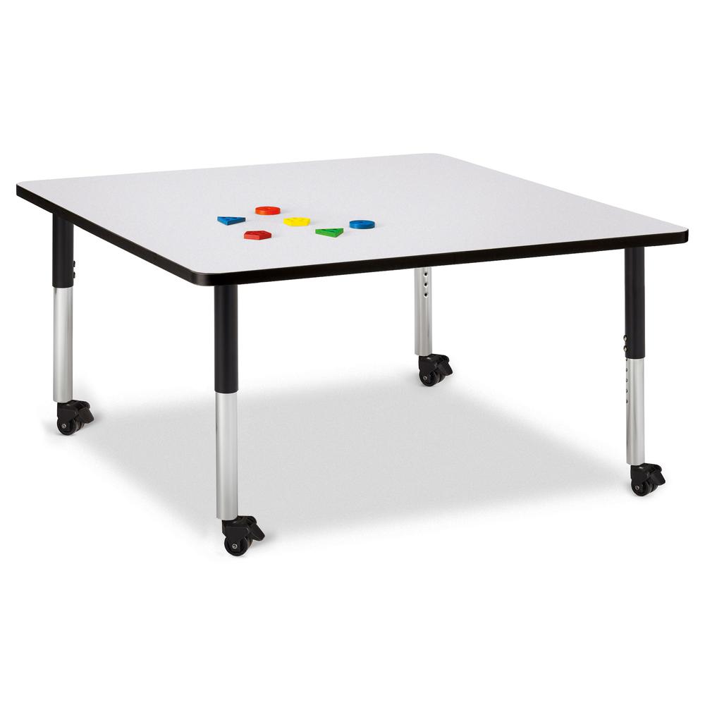 Square Activity Table - 48" X 48", Mobile - Gray/Black/Black. Picture 1
