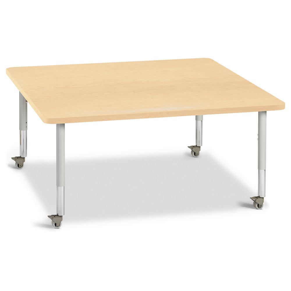 Square Activity Table - 48" X 48", Mobile - Maple/Maple/Gray. Picture 1