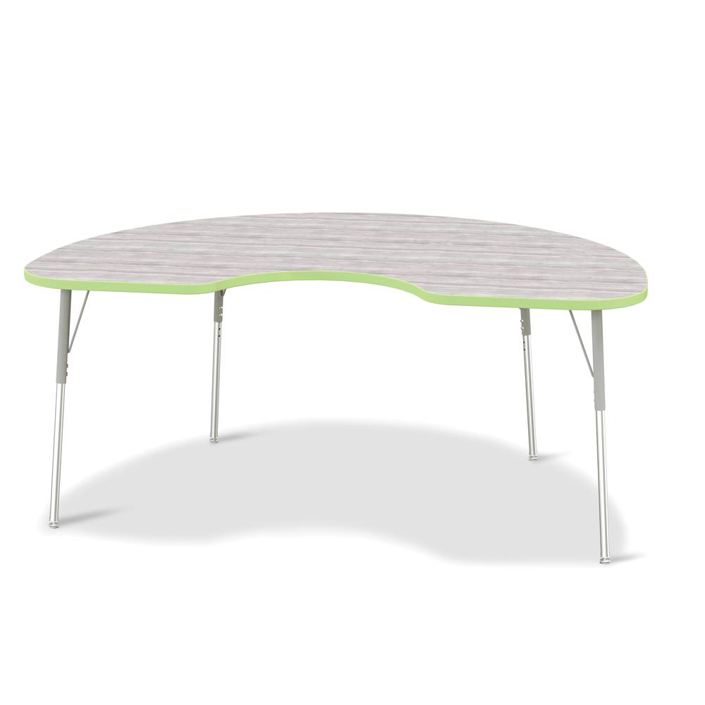Berries® Kidney Activity Table - 48" X 72", A-height - Driftwood Gray/Key Lime/Gray. Picture 1