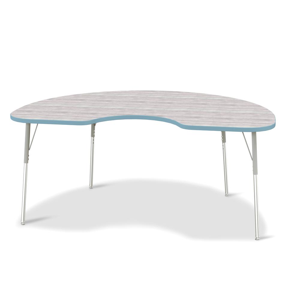 Berries® Kidney Activity Table - 48" X 72", A-height - Driftwood Gray/Coastal Blue/Gray. Picture 1