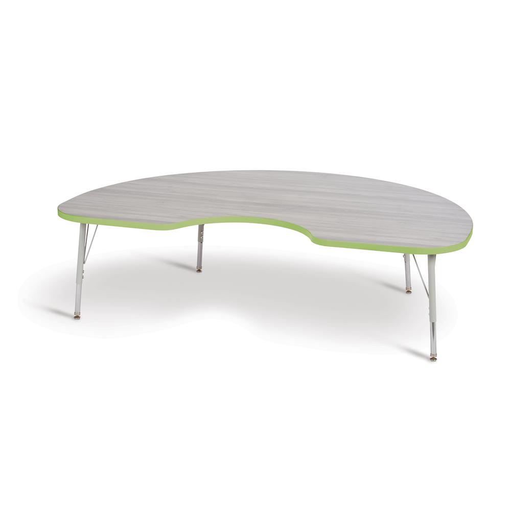 Berries® Kidney Activity Table - 48" X 72", E-height - Driftwood Gray/Key Lime/Gray. Picture 1