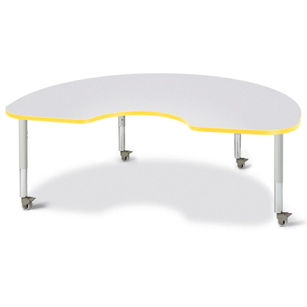 Kidney Activity Table - 48" X 72", Mobile - Gray/Yellow/Gray. Picture 1