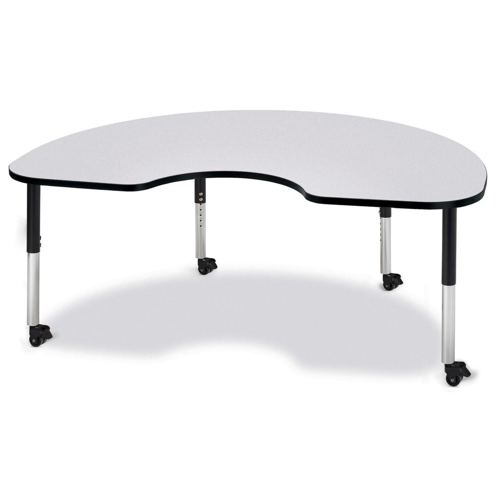 Kidney Activity Table - 48" X 72", Mobile - Gray/Black/Black. Picture 1