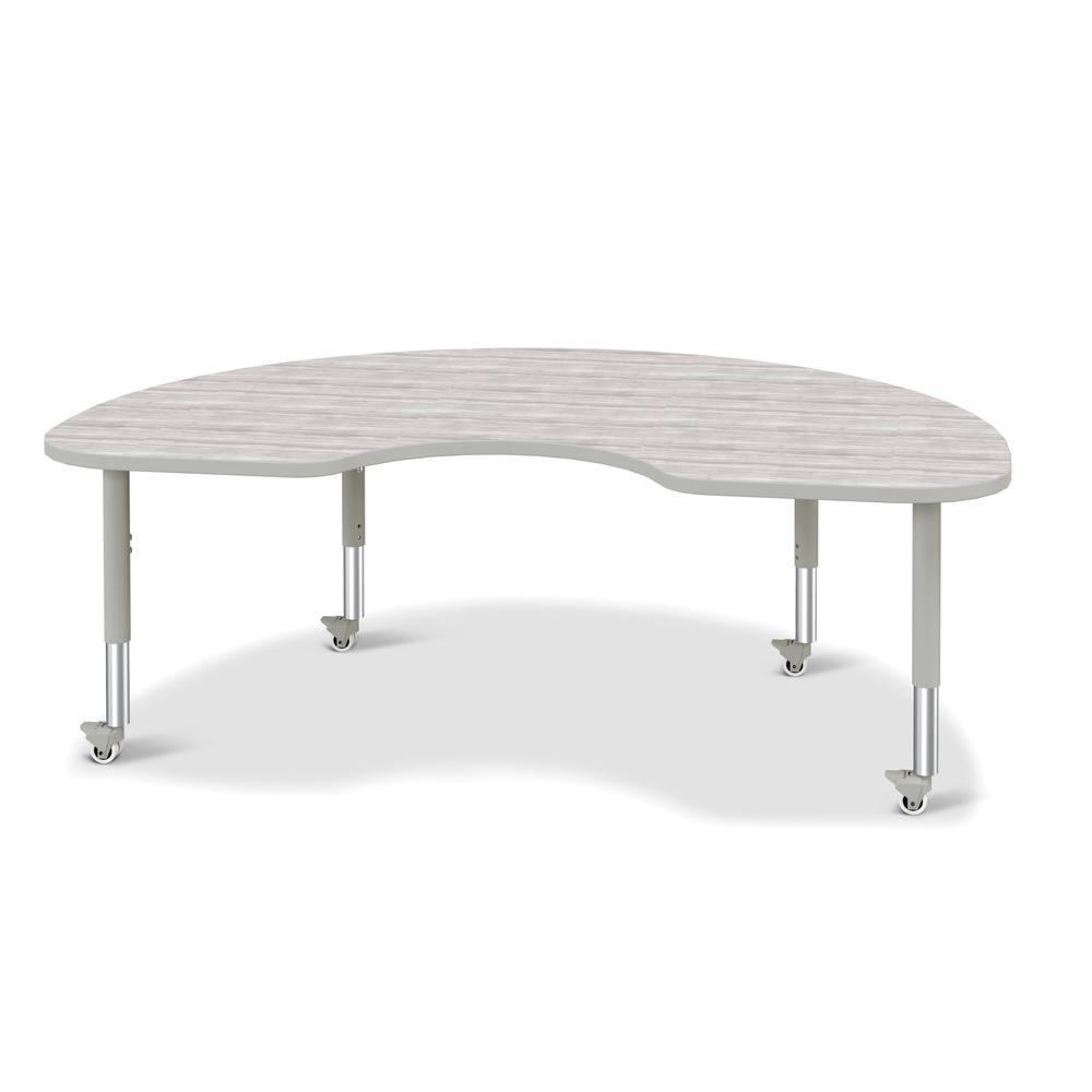 Berries® Kidney Activity Table - 48" X 72", Mobile - Driftwood Gray/Gray/Gray. Picture 1