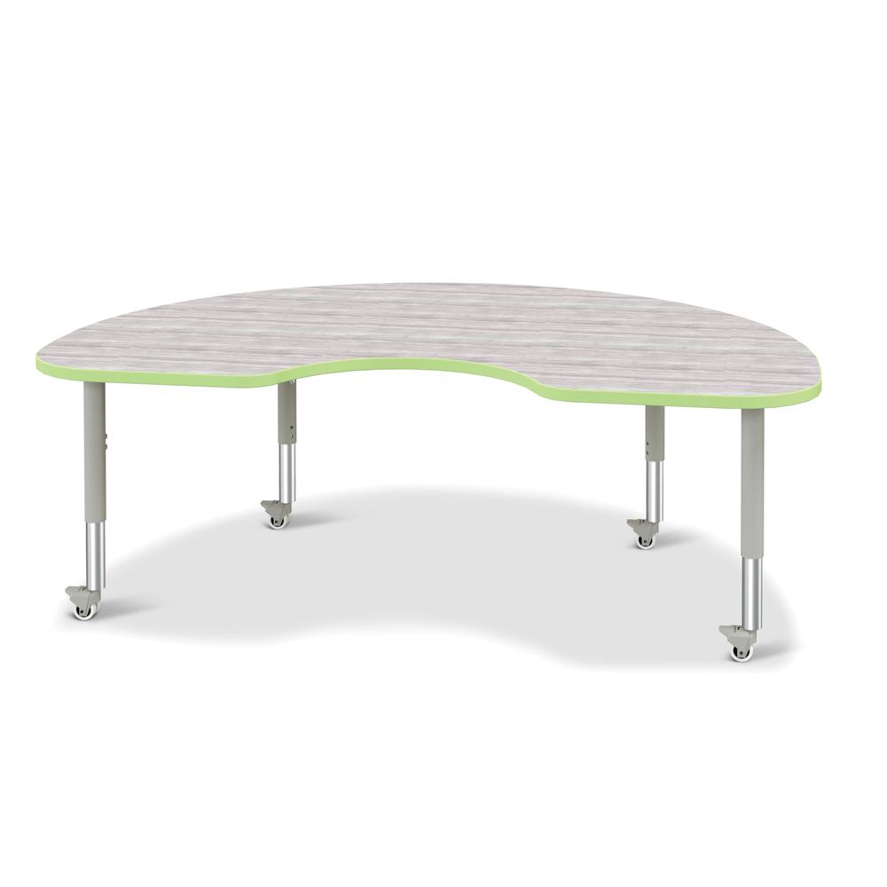 Berries® Kidney Activity Table - 48" X 72", Mobile - Driftwood Gray/Key Lime/Gray. Picture 1