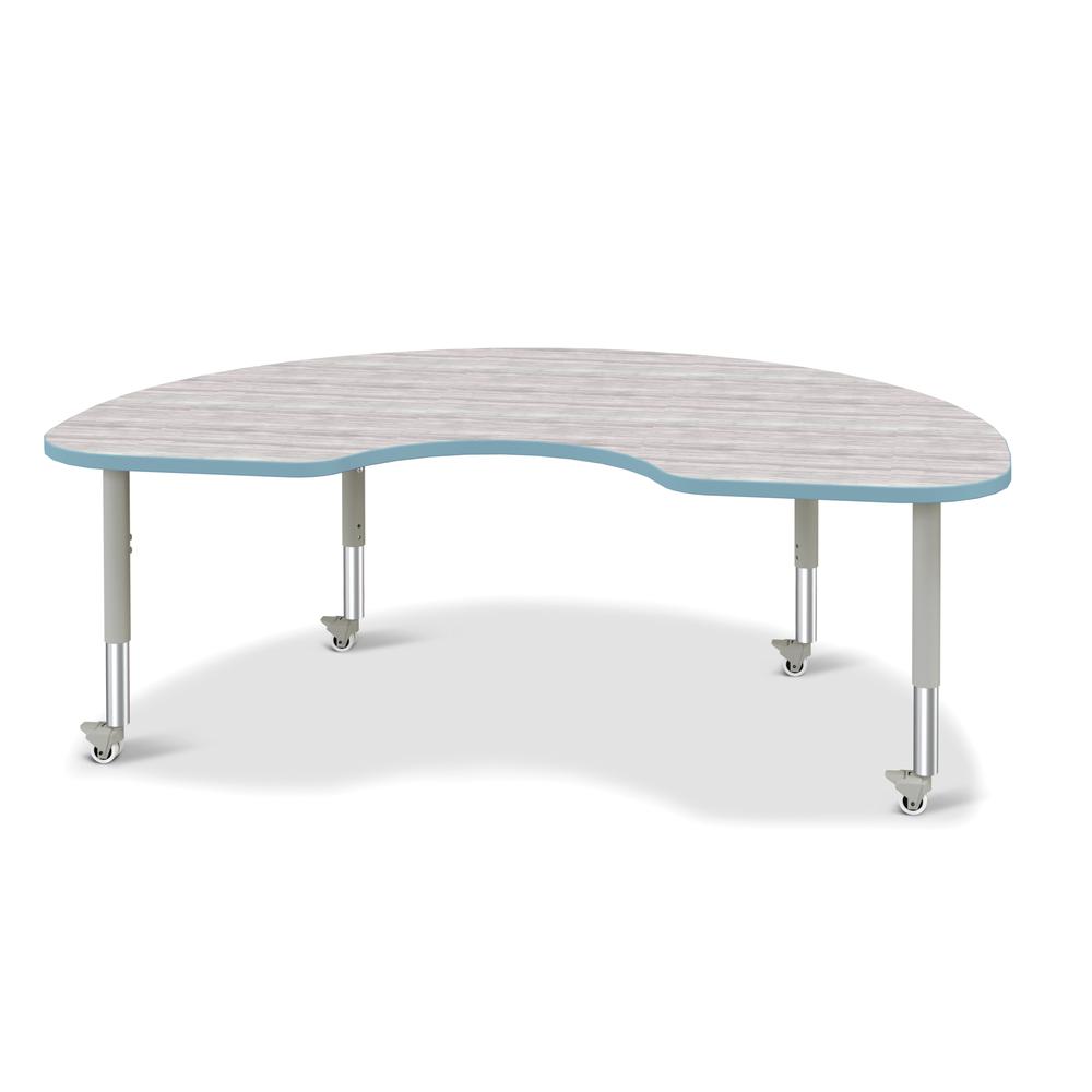 Berries® Kidney Activity Table - 48" X 72", Mobile - Driftwood Gray/Coastal Blue/Gray. Picture 1