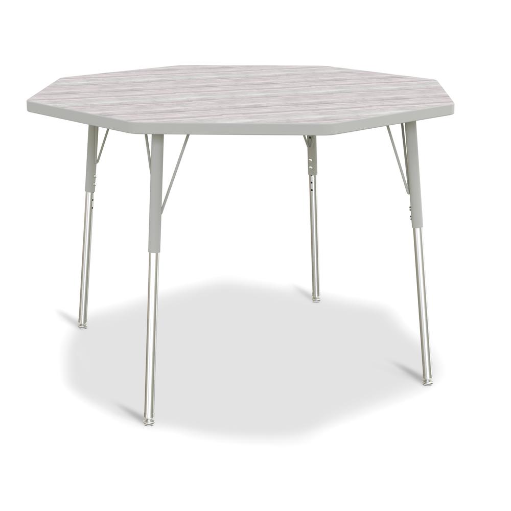 Berries® Octagon Activity Table - 48" X 48", A-height - Driftwood Gray/Gray/Gray. Picture 1
