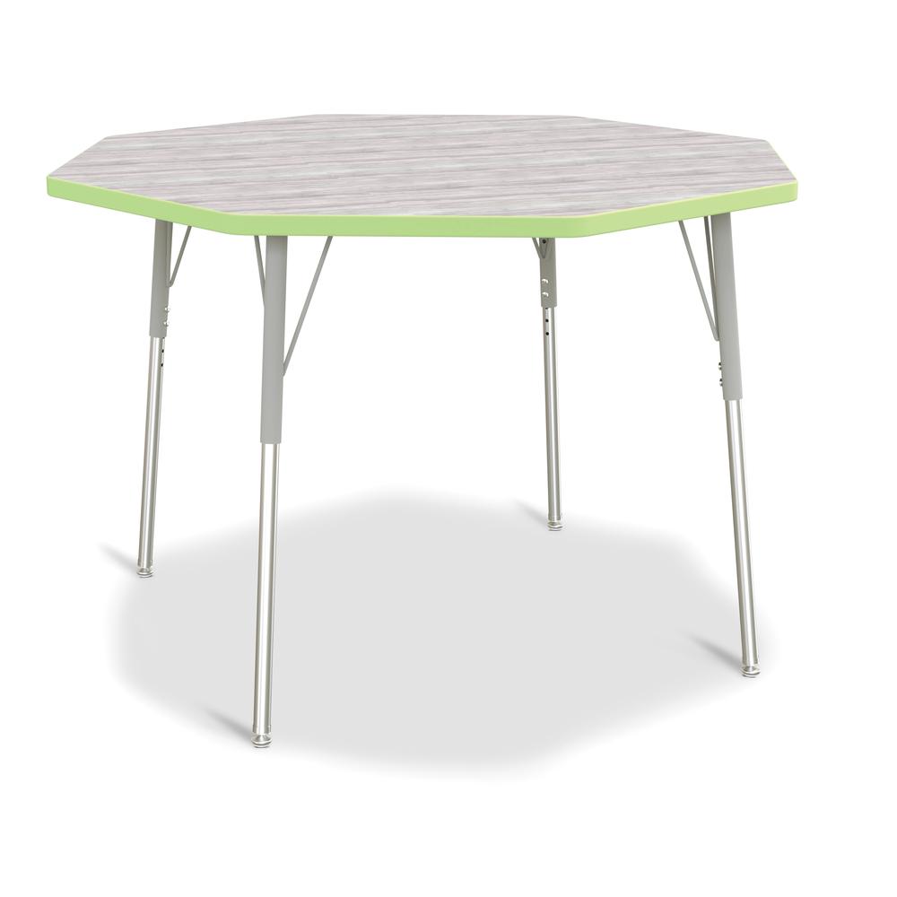 Berries® Octagon Activity Table - 48" X 48", A-height - Driftwood Gray/Key Lime/Gray. Picture 1