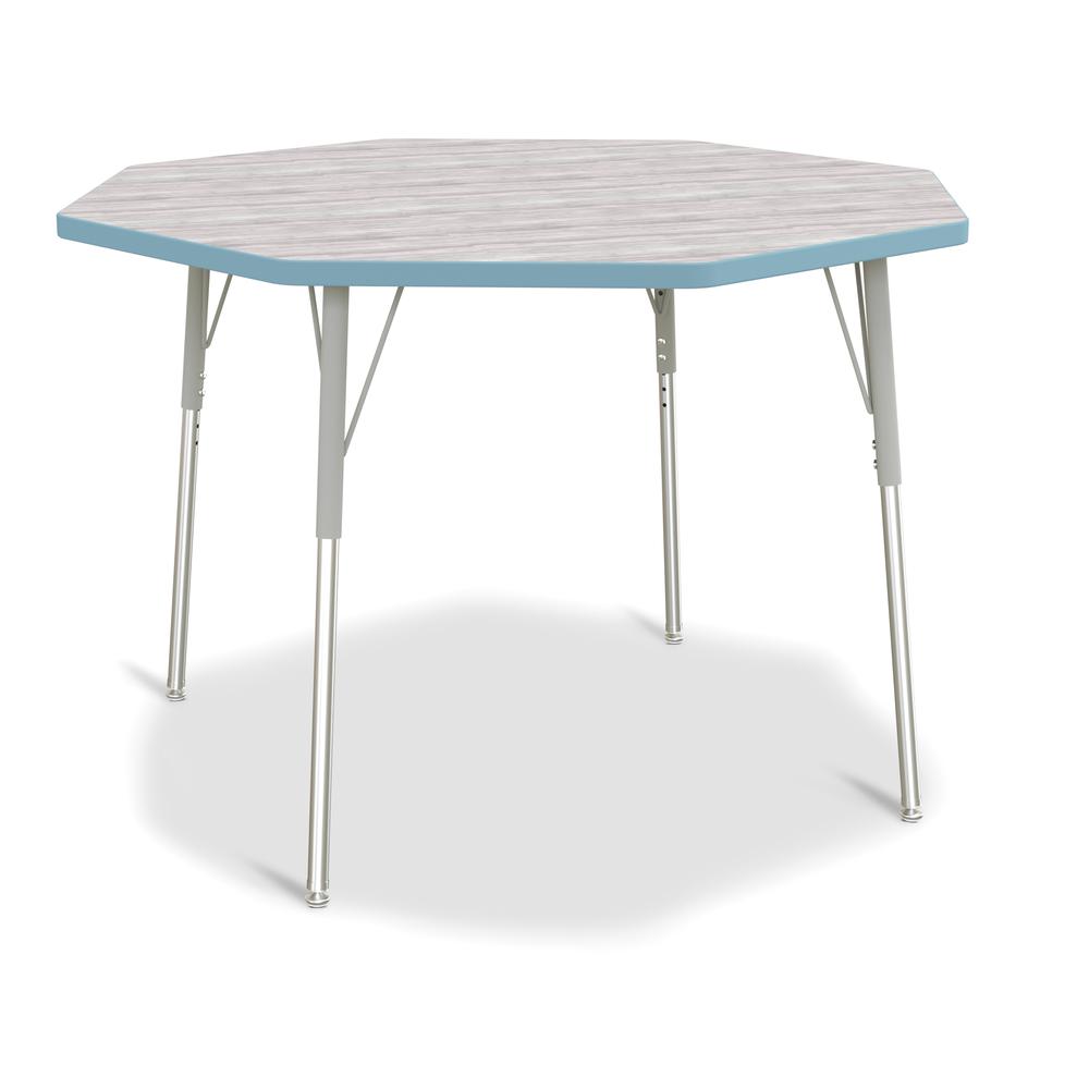 Berries® Octagon Activity Table - 48" X 48", A-height - Driftwood Gray/Coastal Blue/Gray. Picture 1