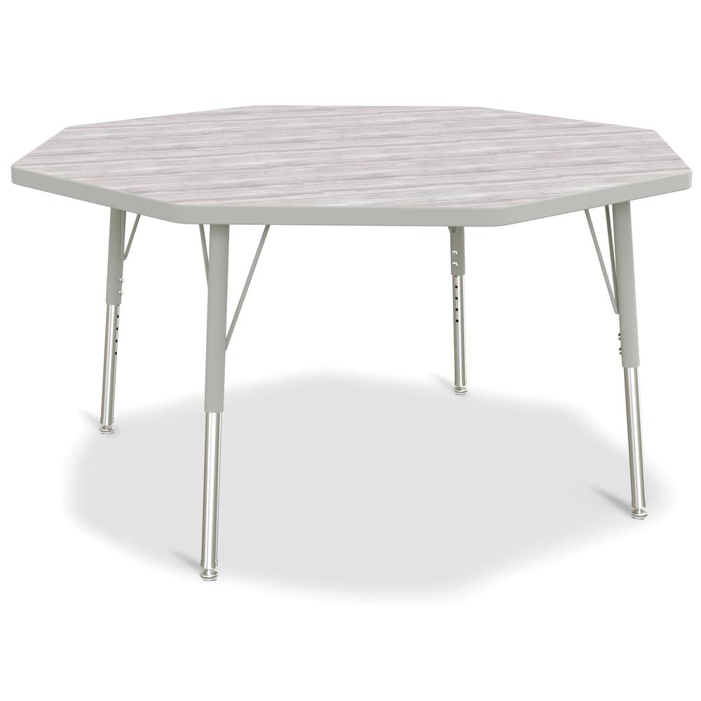 Berries® Octagon Activity Table - 48" X 48", E-height - Driftwood Gray/Gray/Gray. Picture 1