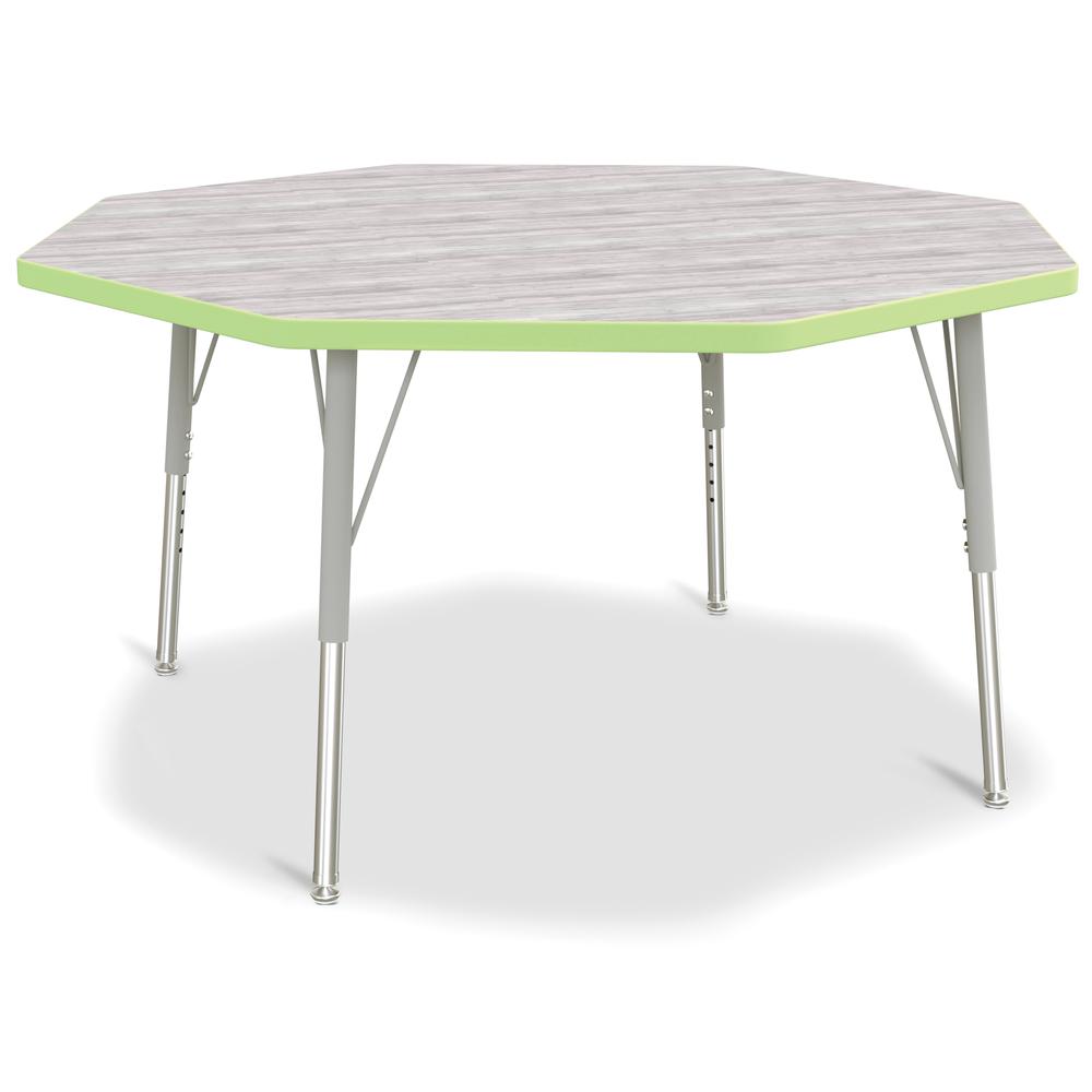 Berries® Octagon Activity Table - 48" X 48", E-height - Driftwood Gray/Key Lime/Gray. Picture 1